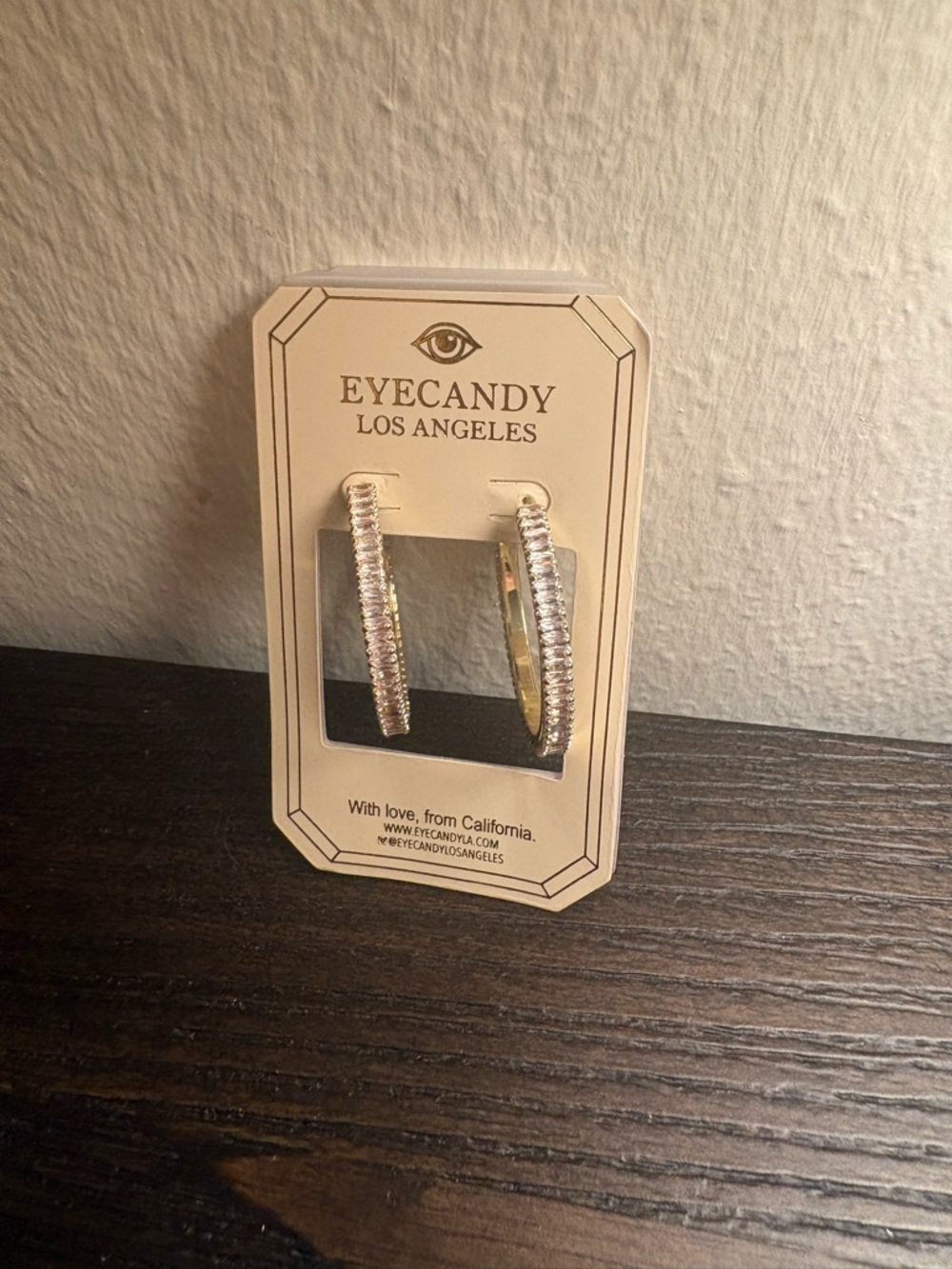 NEW Eye Candy Crystal Baguette Hoop Earrings